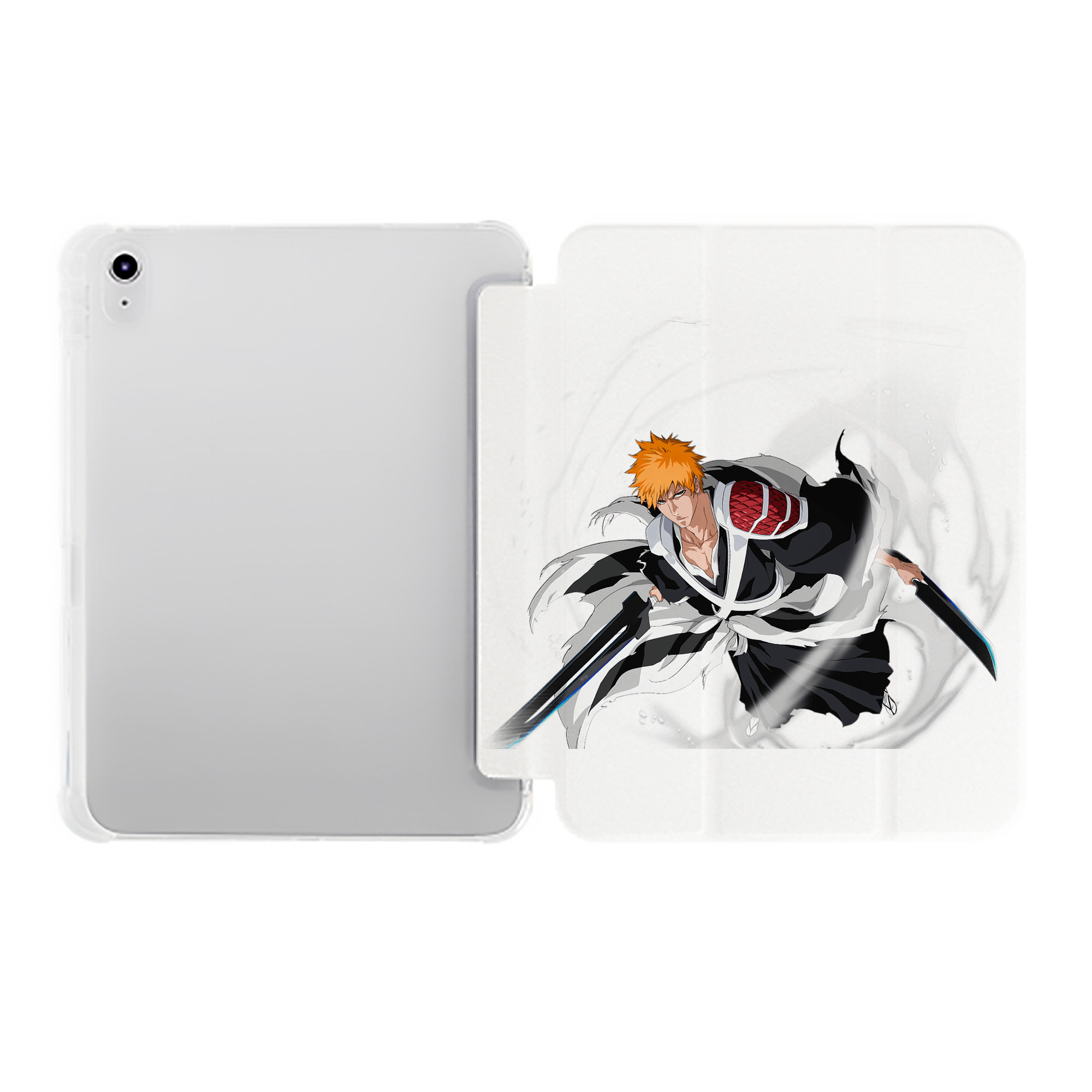 （画像用） ブリーチ 黒崎一護（くろさき いちご）BLEACH Kurosaki Ichigo IPad ケース ペン収納付き 三つ折りスタンド PUレザー×シリコン 対応機種9.5/10.5/10.9インチ
